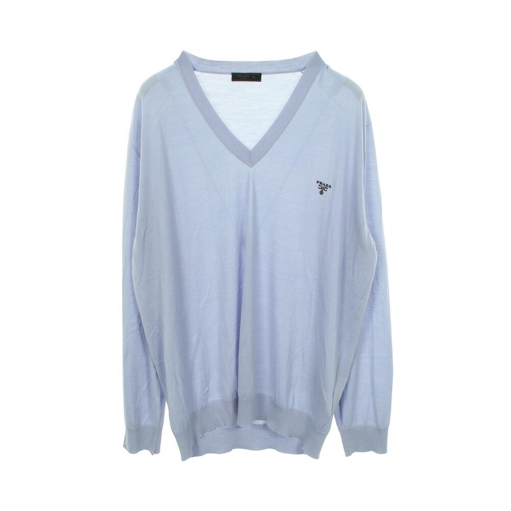 Prada Logo Embroidered V-Neck Knit Wool #271408P55B